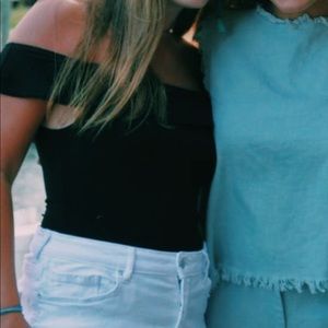 Who What Wear Black Off Shoulder Bodysuit